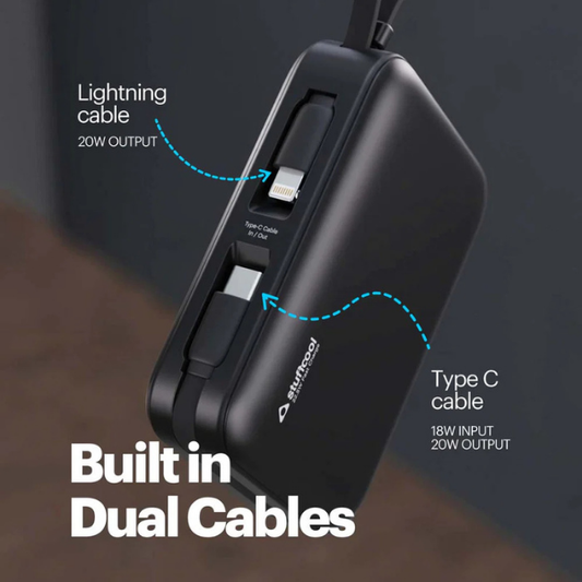 Maverick Mini 20,000mAh Powerbank with Built-in Cables
