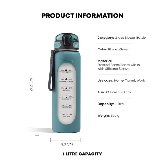 Tintbox Motivational Borosilicate Glass Water Bottle